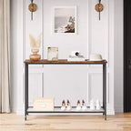 Console de 33,5 pouces de large, Table d'entrée étroite, Console étroite, Table d'appoint derrière un canapé, Table d'appoint avec étagère en verre et cadre en métal
