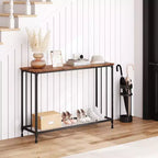 Console de 33,5 pouces de large, Table d'entrée étroite, Console étroite, Table d'appoint derrière un canapé, Table d'appoint avec étagère en verre et cadre en métal