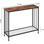Console de 33,5 pouces de large, Table d'entrée étroite, Console étroite, Table d'appoint derrière un canapé, Table d'appoint avec étagère en verre et cadre en métal
