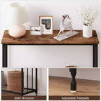 Console de 33,5 pouces de large, Table d'entrée étroite, Console étroite, Table d'appoint derrière un canapé, Table d'appoint avec étagère en verre et cadre en métal