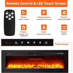 Cheminée électrique 3-en-1 noire de 60 po, autoportante/murale/encastrable avec télécommande et écran tactile, effet de flamme 12 couleurs, chauffage 900 W/1800 W (bûches et cristaux)