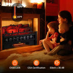 Insert de cheminée électrique noir de 20 po, 1500 W, chauffage à flamme LED réaliste pour usage intérieur (autonome, 1 pièce)