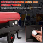 Chauffage au diesel et au kérosène à air pulsé de 175 000 BTU, chauffage d'appoint, portatif pour l'extérieur, chantier, garage