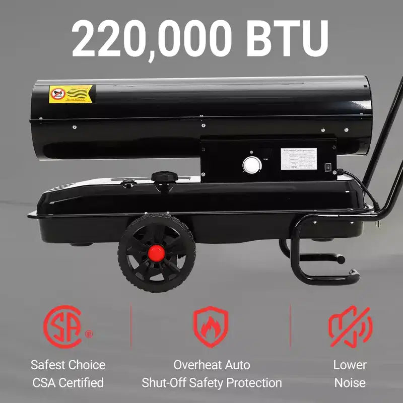 Chauffage à air pulsé au kérosène de 220 000 BTU pour intérieur/extérieur avec thermostat, chauffage salamandre portable au kérosène/diesel