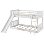 Lits superposés pour enfants, lit superposé jumeau sur jumeau avec toboggan convertible, cadre de lit superposé bas en bois pour tout-petits et adolescents