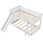 Lits superposés pour enfants, lit superposé jumeau sur jumeau avec toboggan convertible, cadre de lit superposé bas en bois pour tout-petits et adolescents
