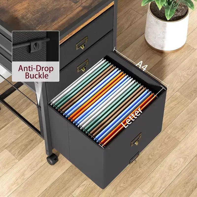 Meuble de classement mobile COZONY, organiseur de rangement roulant avec tiroirs en tissu, caisson de classement sous le bureau pour bureau à domicile