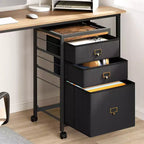 Meuble de classement mobile COZONY, organiseur de rangement roulant avec tiroirs en tissu, caisson de classement sous le bureau pour bureau à domicile