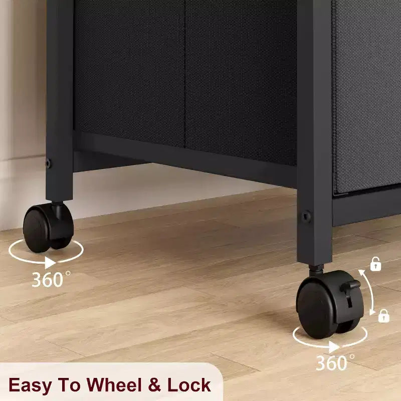 Meuble de classement mobile COZONY, organiseur de rangement roulant avec tiroirs en tissu, caisson de classement sous le bureau pour bureau à domicile