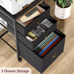 Meuble de classement mobile COZONY, organiseur de rangement roulant avec tiroirs en tissu, caisson de classement sous le bureau pour bureau à domicile