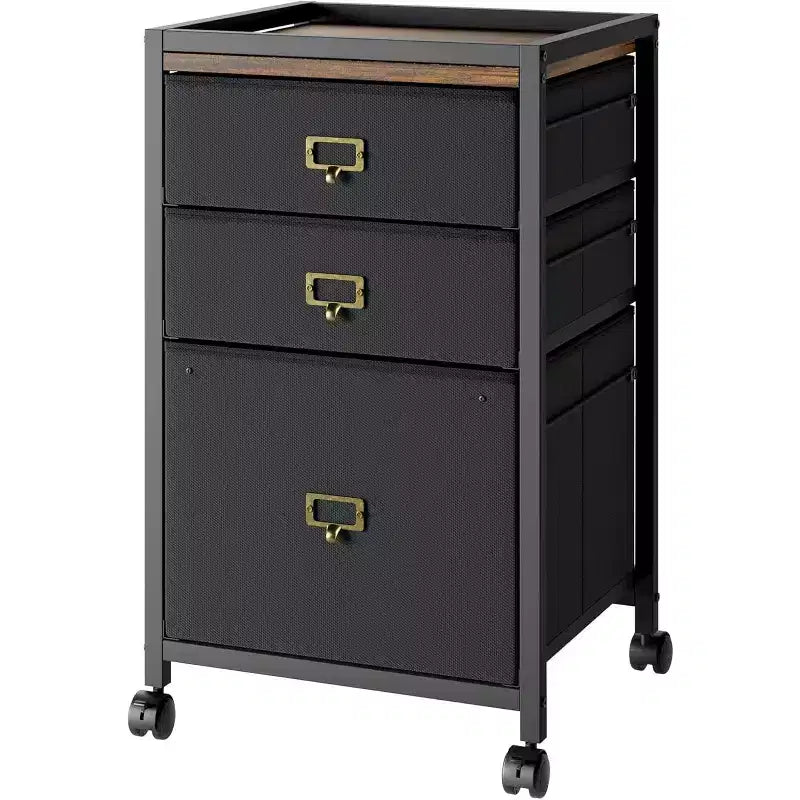 Meuble de classement mobile COZONY, organiseur de rangement roulant avec tiroirs en tissu, caisson de classement sous le bureau pour bureau à domicile