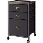 Meuble de classement mobile COZONY, organiseur de rangement roulant avec tiroirs en tissu, caisson de classement sous le bureau pour bureau à domicile