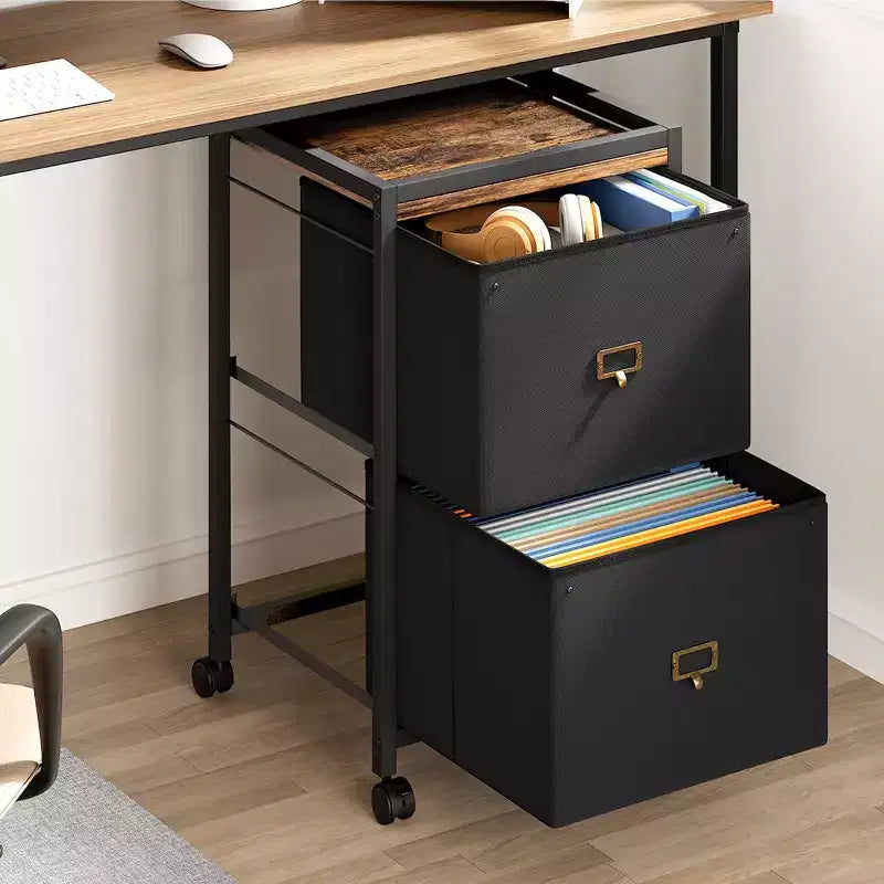 Meuble de classement mobile COZONY, organiseur de rangement roulant avec tiroirs en tissu, caisson de classement sous le bureau pour bureau à domicile