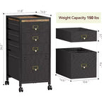 Meuble de classement mobile COZONY, organiseur de rangement roulant avec tiroirs en tissu, caisson de classement sous le bureau pour bureau à domicile