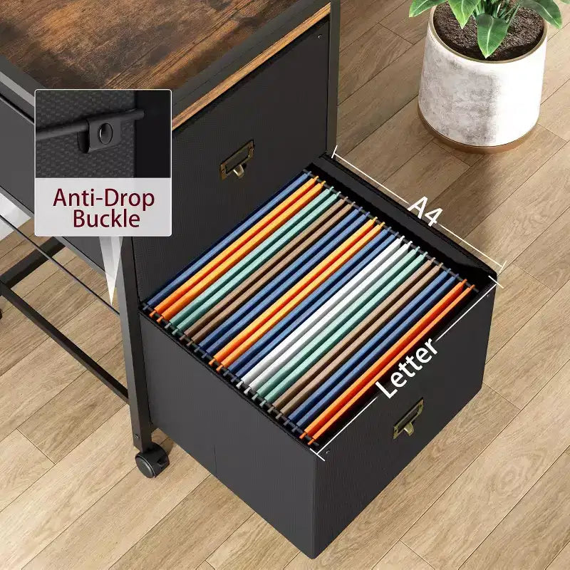Meuble de classement mobile COZONY, organiseur de rangement roulant avec tiroirs en tissu, caisson de classement sous le bureau pour bureau à domicile