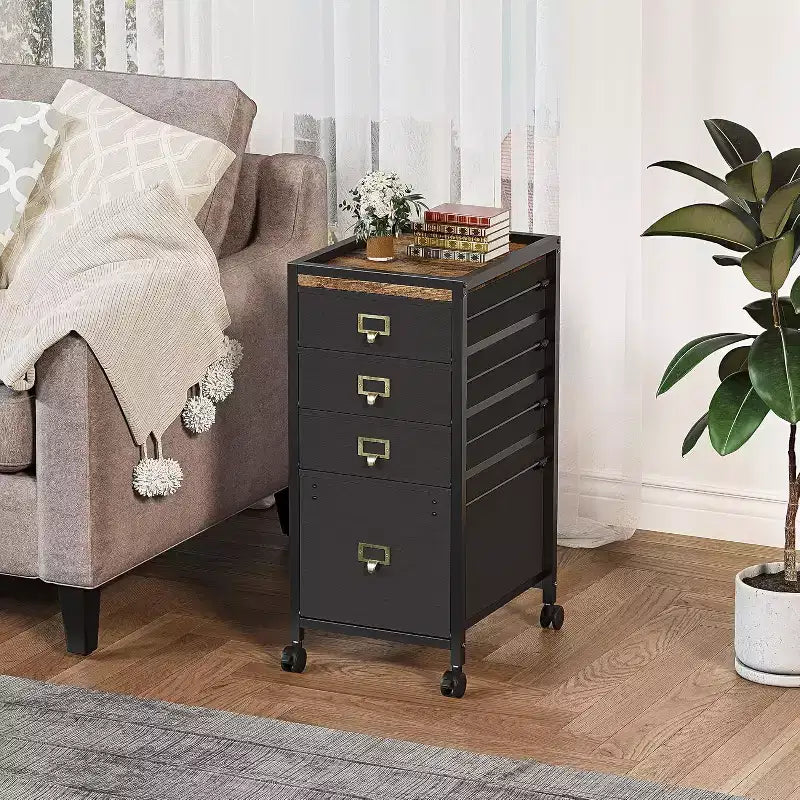 Meuble de classement mobile COZONY, organiseur de rangement roulant avec tiroirs en tissu, caisson de classement sous le bureau pour bureau à domicile