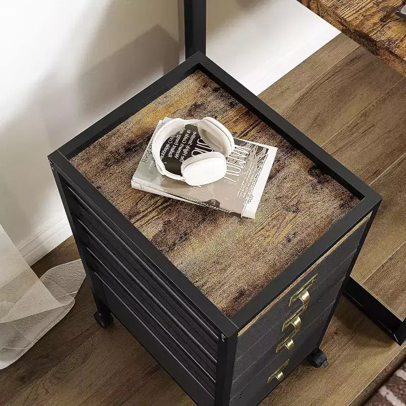 Meuble de classement mobile COZONY, organiseur de rangement roulant avec tiroirs en tissu, caisson de classement sous le bureau pour bureau à domicile