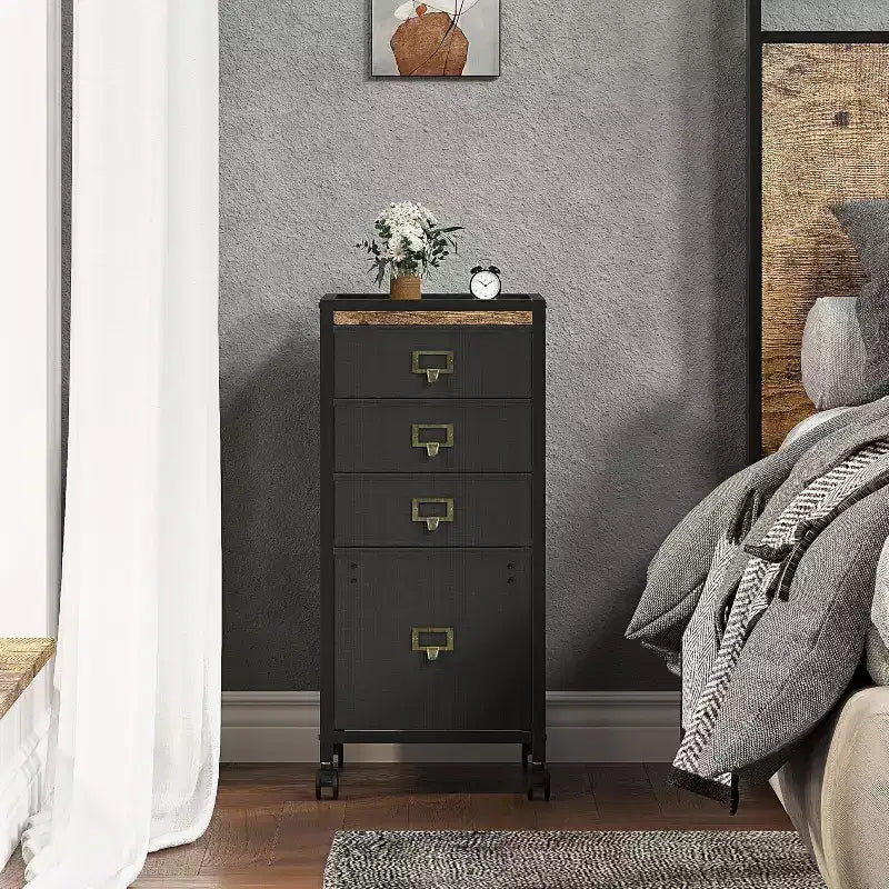 Meuble de classement mobile COZONY, organiseur de rangement roulant avec tiroirs en tissu, caisson de classement sous le bureau pour bureau à domicile