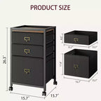 Meuble de classement mobile COZONY, organiseur de rangement roulant avec tiroirs en tissu, caisson de classement sous le bureau pour bureau à domicile
