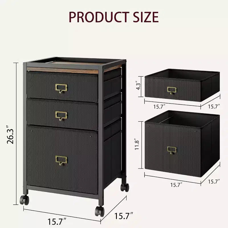 Meuble de classement mobile COZONY, organiseur de rangement roulant avec tiroirs en tissu, caisson de classement sous le bureau pour bureau à domicile