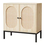 Buffet de 80 cm, Armoire de rangement en rotin avec étagères réglables, Buffet de cuisine pour salon, salle à manger, entrée