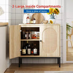 Buffet de 80 cm, Armoire de rangement en rotin avec étagères réglables, Buffet de cuisine pour salon, salle à manger, entrée