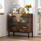 Buffet de 80 cm, Armoire de rangement en rotin avec étagères réglables, Buffet de cuisine pour salon, salle à manger, entrée