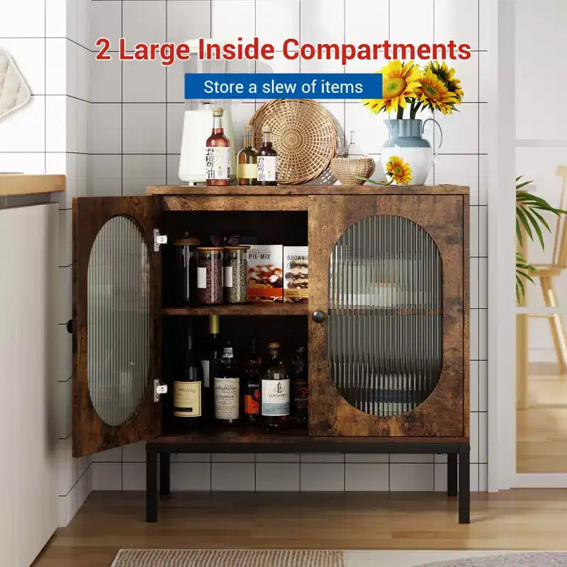 Buffet de 80 cm, Armoire de rangement en rotin avec étagères réglables, Buffet de cuisine pour salon, salle à manger, entrée