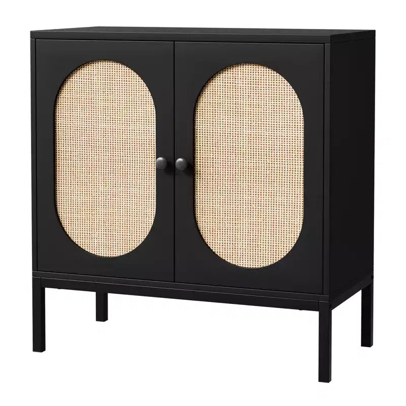 Buffet de 80 cm, Armoire de rangement en rotin avec étagères réglables, Buffet de cuisine pour salon, salle à manger, entrée