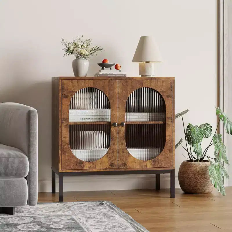Buffet de 80 cm, Armoire de rangement en rotin avec étagères réglables, Buffet de cuisine pour salon, salle à manger, entrée