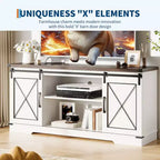 Meuble TV pour téléviseur jusqu'à 65 pouces, meuble de divertissement en bois avec portes coulissantes de style grange, console multimédia pour salon