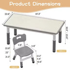 GustoWave Ensemble Table et Chaises pour Enfants, Table pour Tout-Petits et Ensemble de 4 Chaises Réglables en Hauteur, Dessus de Table Facile à Nettoyer, pour Salles de Classe, Gris Foncé