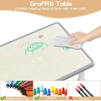 GustoWave Ensemble Table et Chaises pour Enfants, Table pour Tout-Petits et Ensemble de 4 Chaises Réglables en Hauteur, Dessus de Table Facile à Nettoyer, pour Salles de Classe, Gris Foncé