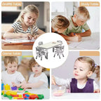 GustoWave Ensemble Table et Chaises pour Enfants, Table pour Tout-Petits et Ensemble de 4 Chaises Réglables en Hauteur, Dessus de Table Facile à Nettoyer, pour Salles de Classe, Gris Foncé