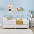 Lit de repos double en métal avec lit gigogne, cadre de lit de repos double avec lit gigogne extractible à 6 roulettes, support à lattes en acier pour canapé-lit d'appoint pour salon, chambre à coucher, appartement.