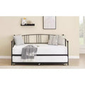 Twin Metal Daybed with Trundle,Twin Size Daybed Frame with Pullout Trundle 6 Casters,Steel Slat Support Guest Sofa Bed for Living,Bedroom,Apartment
