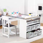 Table et chaise d'art pour enfants 4 en 1 GustoWave, grand bureau de loisirs avec rangement portable pour fournitures artistiques, table d'activités et d'étude pour enfants