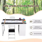 Table et chaise d'art pour enfants 4 en 1 GustoWave, grand bureau de loisirs avec rangement portable pour fournitures artistiques, table d'activités et d'étude pour enfants