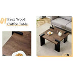 Table basse en bois avec texture grain de bois clair, Table d'appoint moderne pour balcon, chambre, salon, bureau à domicile