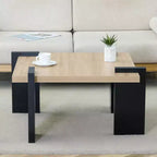 Table basse en bois avec texture grain de bois clair, Table d'appoint moderne pour balcon, chambre, salon, bureau à domicile