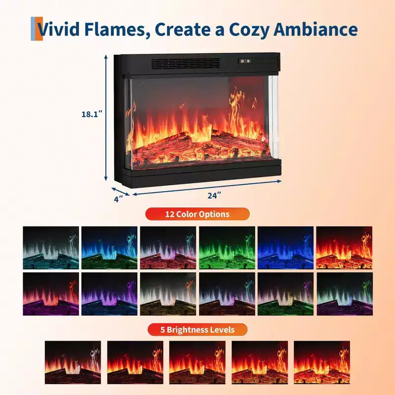 Meuble TV avec cheminée électrique, foyer à 3 faces vitrées et flammes réglables, console de divertissement moderne, pour téléviseurs jusqu'à 65 pouces