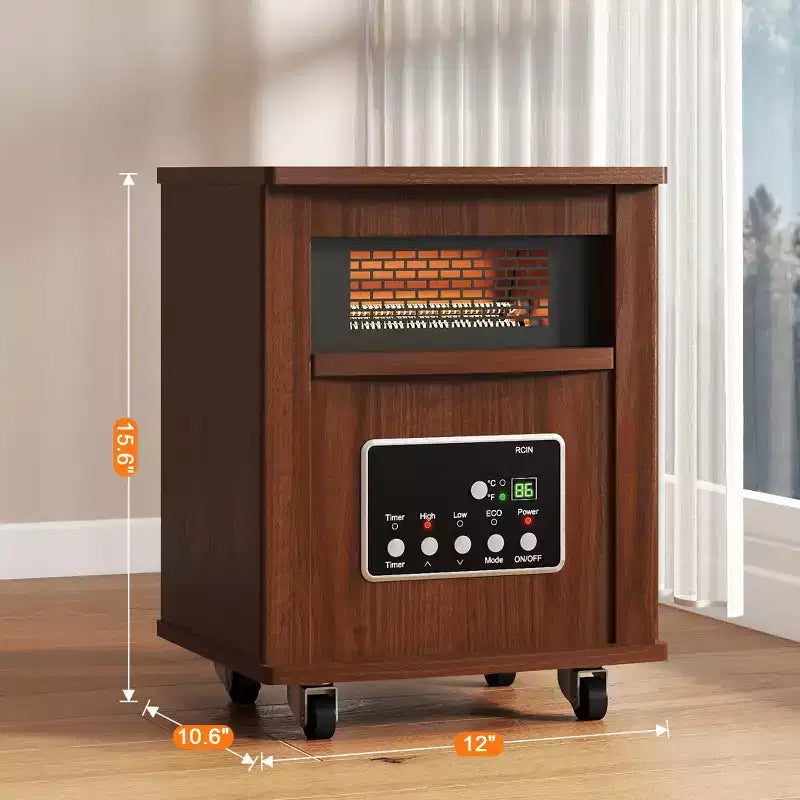 Chauffage d'appoint pour armoire en bois Etust 16, radiateur infrarouge 1500W avec thermostat, chauffage électrique portable pour usage intérieur