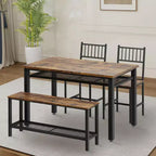 Ensemble table et chaises de cuisine modernes pour 4, avec banc et chaises, ensemble de table de cuisine avec étagère de rangement pour salle à manger/ferme/cuisine/appartement