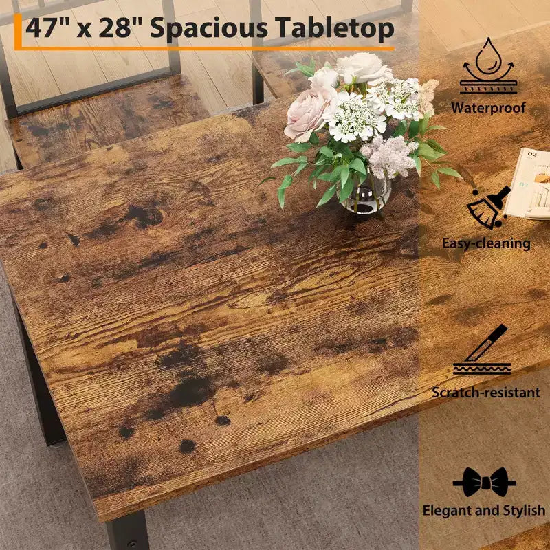 Ensemble table et chaises de cuisine modernes pour 4, avec banc et chaises, ensemble de table de cuisine avec étagère de rangement pour salle à manger/ferme/cuisine/appartement