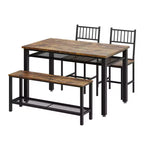 Ensemble table et chaises de cuisine modernes pour 4, avec banc et chaises, ensemble de table de cuisine avec étagère de rangement pour salle à manger/ferme/cuisine/appartement