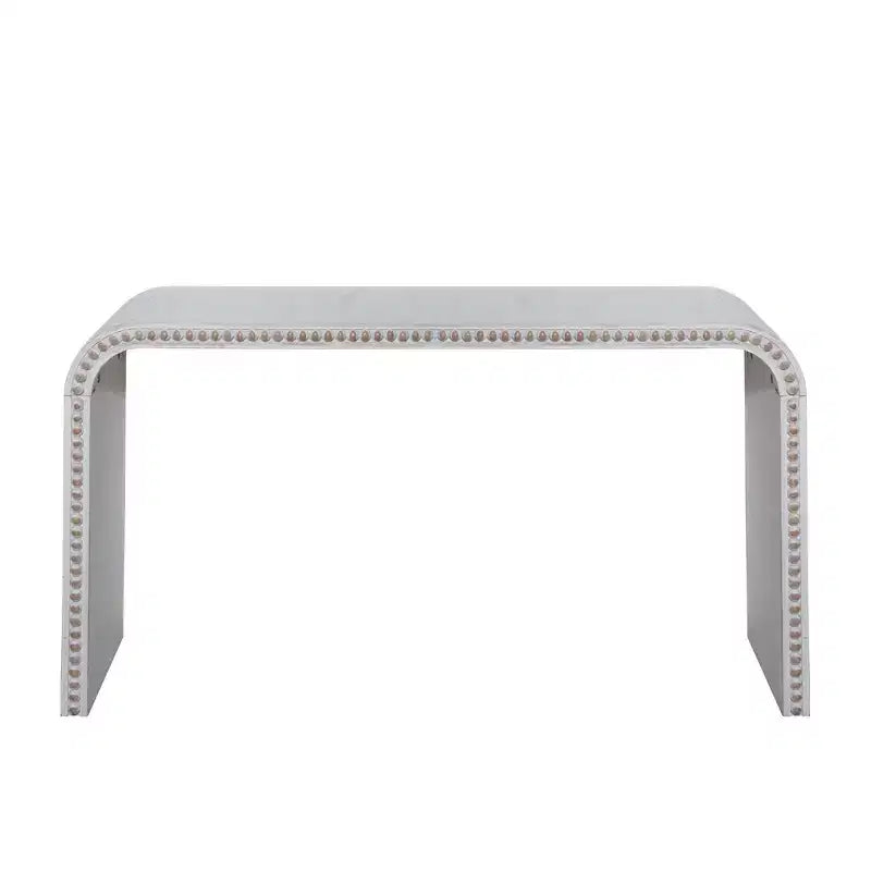 Okak 59IN Table d'entrée cascade avec perles en bois, console au design minimaliste, table d'appoint pour couloir, salon, blanc