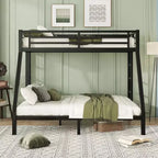 Lits superposés en métal double XL sur Queen pour adolescents et adultes, économisant de l'espace/réduisant le bruit/sans sommier tapissier, noir