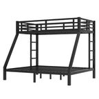 Lits superposés en métal double XL sur Queen pour adolescents et adultes, économisant de l'espace/réduisant le bruit/sans sommier tapissier, noir