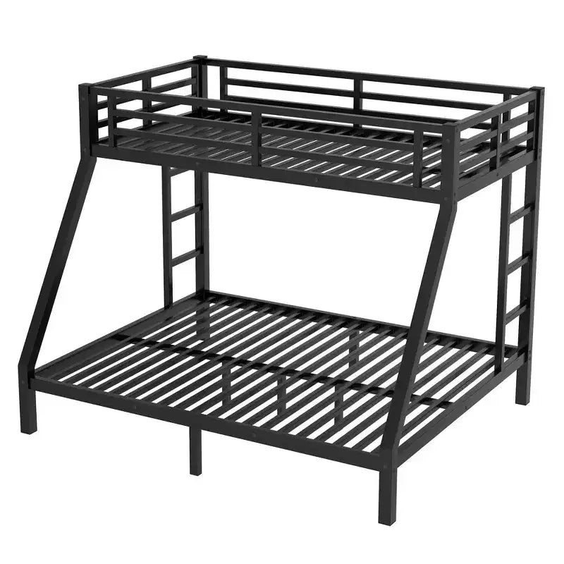 Lits superposés en métal double XL sur Queen pour adolescents et adultes, économisant de l'espace/réduisant le bruit/sans sommier tapissier, noir