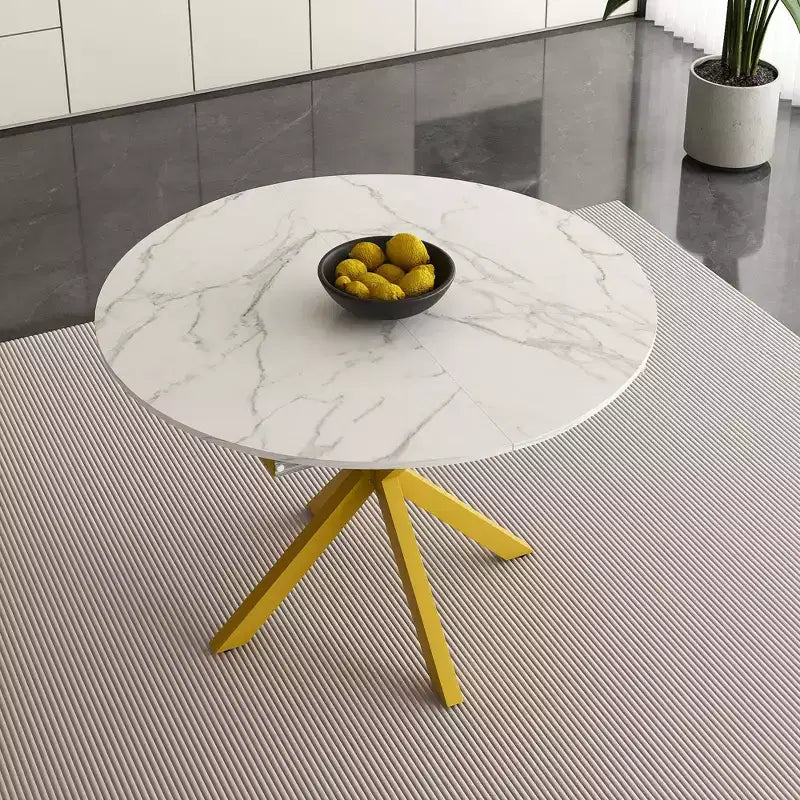 Table à manger moderne rétractable Okak 59IN pour 6 personnes, table pliante avec base en acier au carbone, table de cuisine pour salle à manger, salon